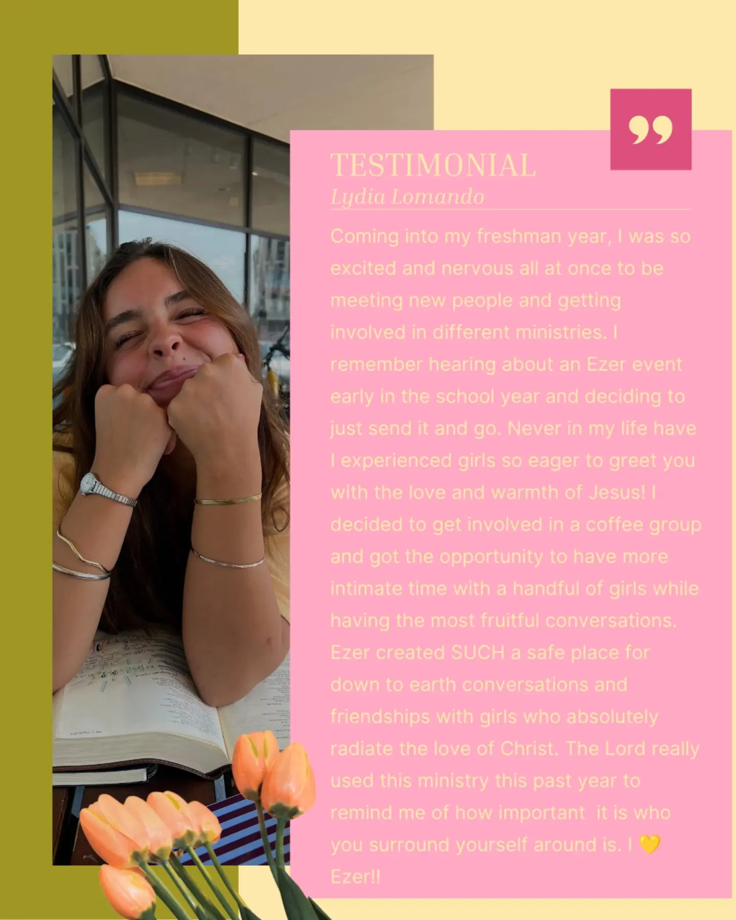 Lydia Lomando testimonial graphic
